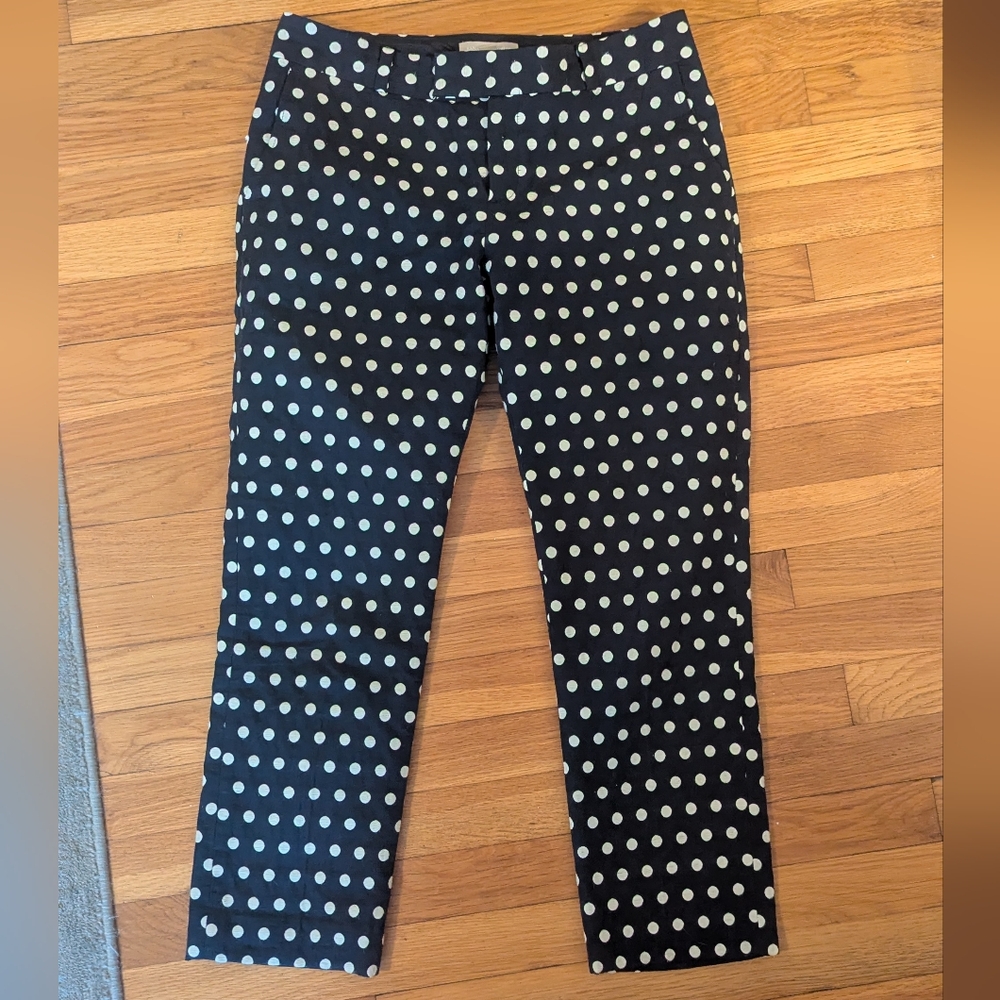 Banana Republic Navy Blue With White Polka Dots Ankle Pants